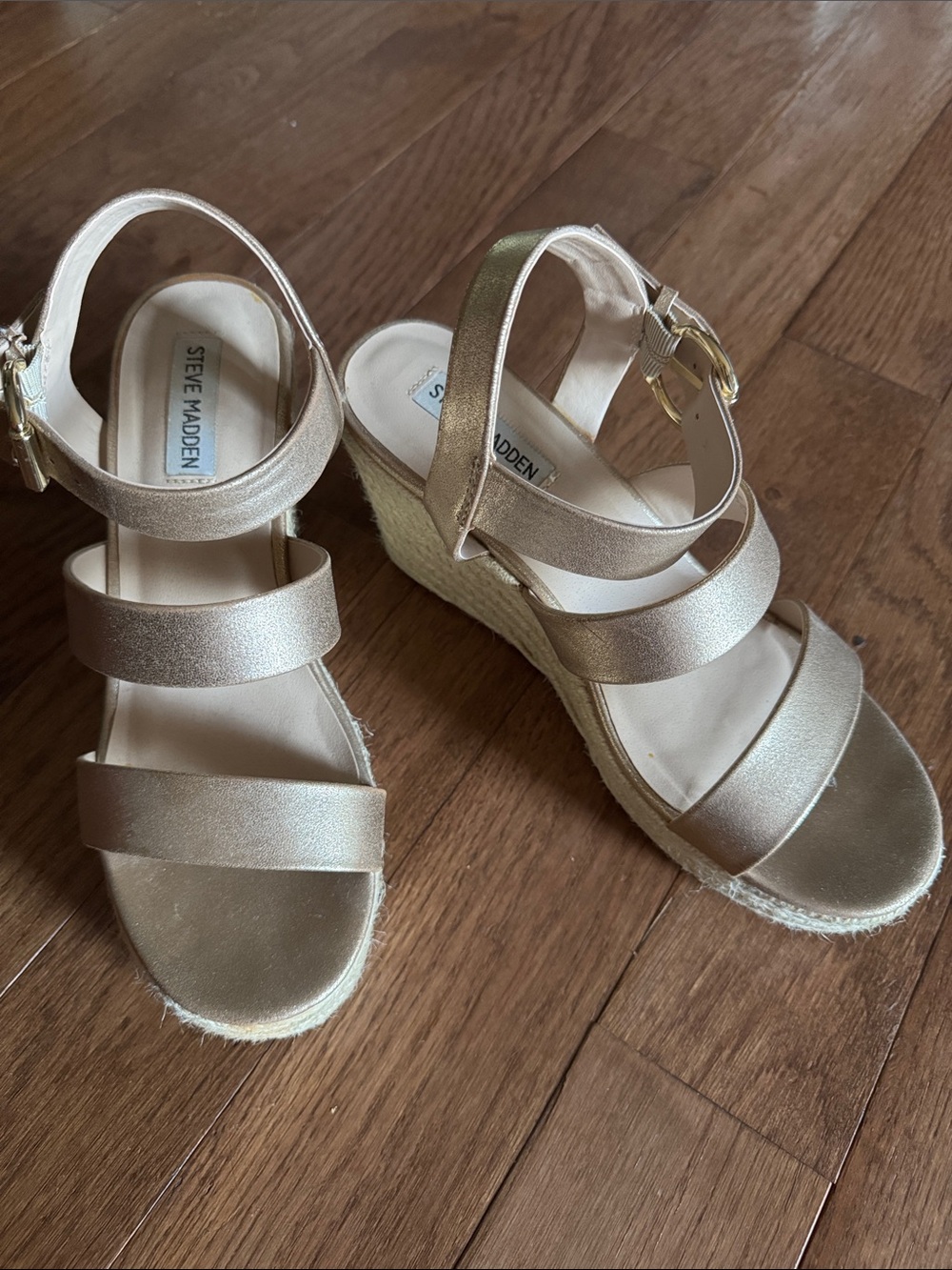 Steve Madden Gold Metallic Valery Espadrille Wedges